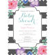 Grey Vintage Flower Baby Shower Invitations Image 6 of 6
